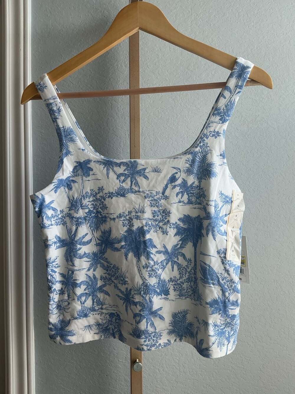 A New Day Palm trees Sculpt Square Tank Top Size S